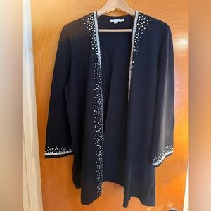 Chico’s Embellished Black Open Cardigan NWT